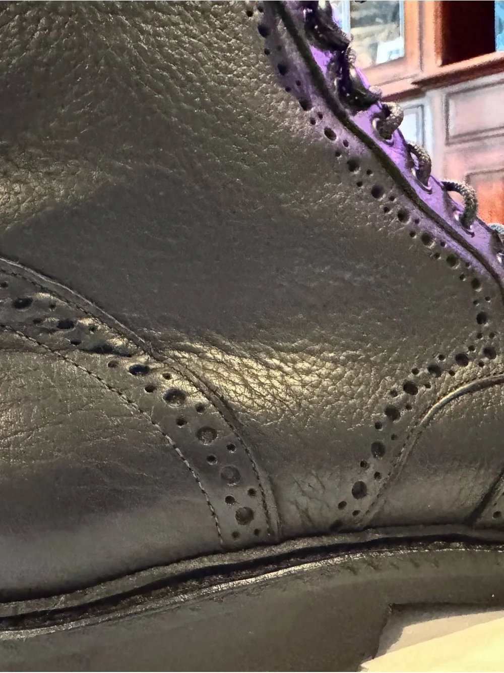 Allen Edmunds Long Branch Men's Black Leather Brogue Boot - Classic Lace-Up